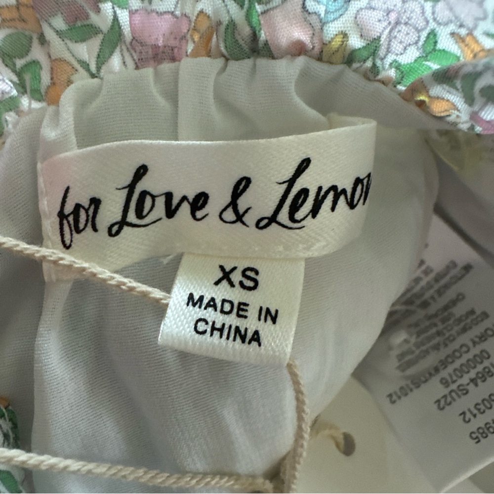 New FOR LOVE & LEMONS RALEIGH Green Floral Crop Top Puff Sleeves XS - Picture 5 of 8